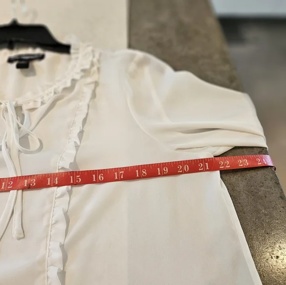 Ruffle accented, tie neck blouse - Picture 4 of 7